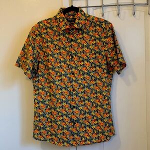 Nordstrom Tech Smart Trim Fit Floral Short Sleeve Button Down Size M